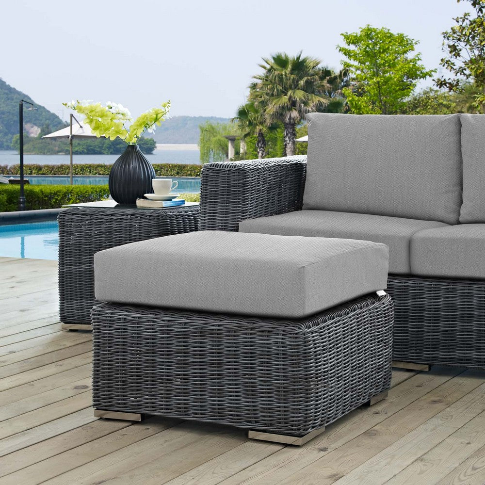 Summon Outdoor Patio Sunbrella® Ottoman by Modway| Canvas Gray