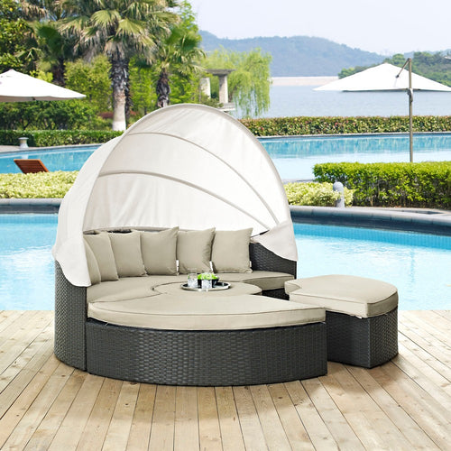 Sojourn Outdoor Patio Sunbrella® Daybed by Modway| Antique Canvas Beige