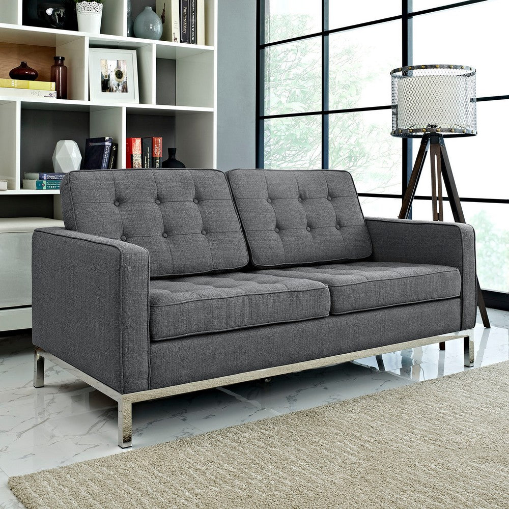 Loft Upholstered Fabric Loveseat by Modway| Gray