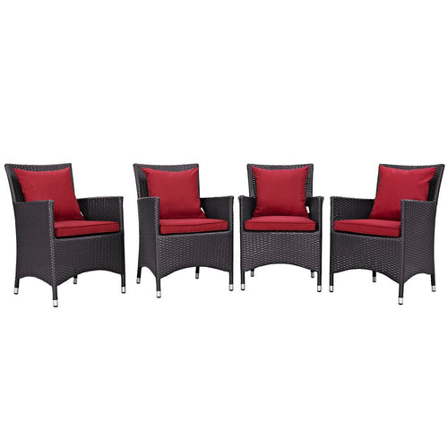 Convene 4 Piece Outdoor Patio Dining Set by Modway| Espresso Red