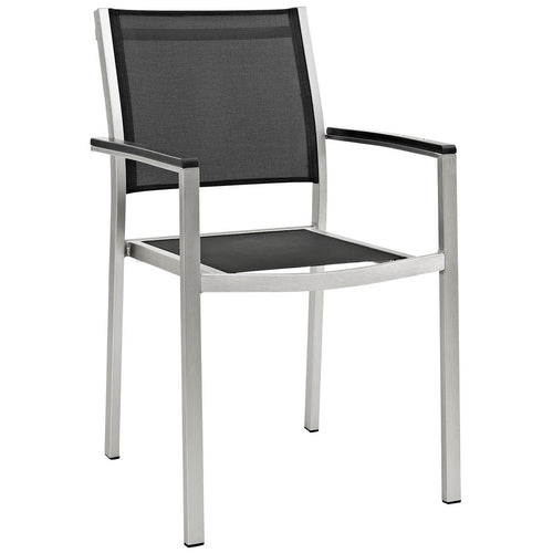 Shore Outdoor Patio Aluminum Dining Chair by Modway| Silver Black