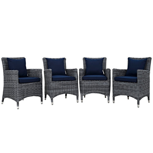 Summon 4 Piece Outdoor Patio Sunbrella® Dining Set by Modway| Canvas Navy