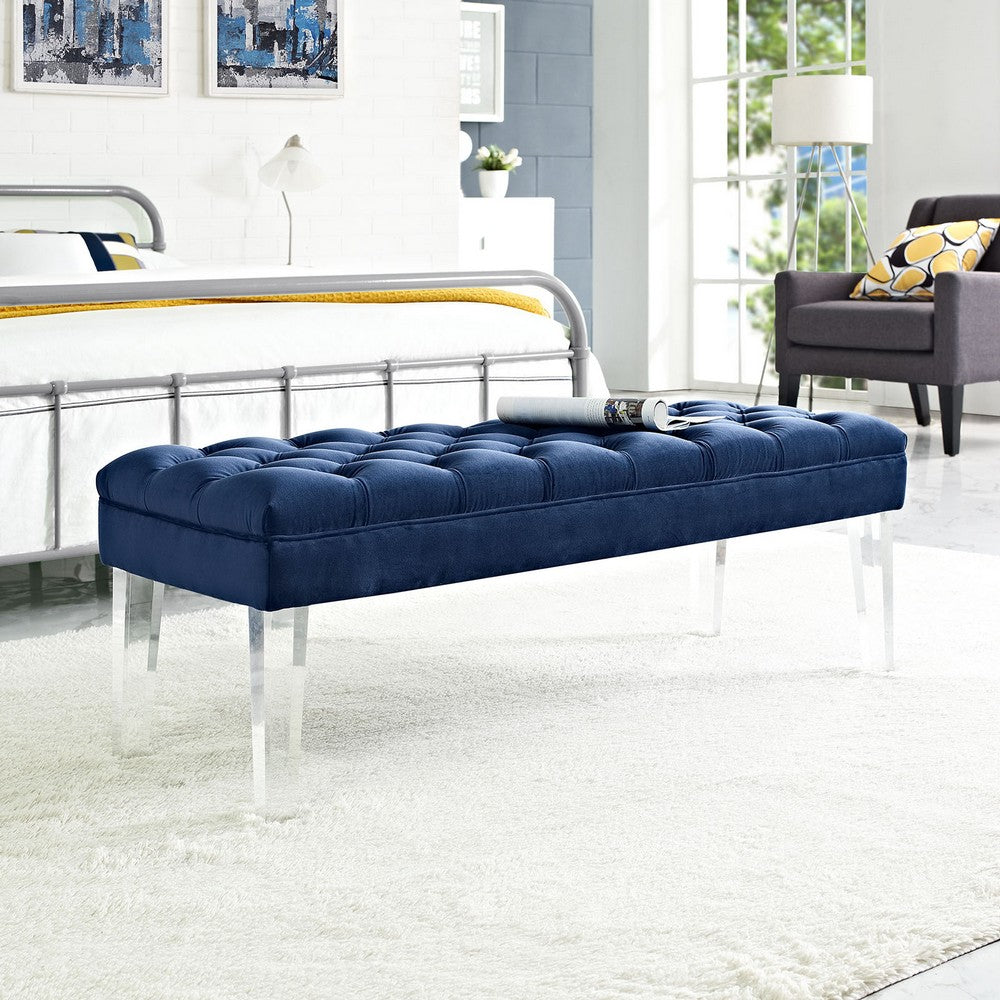 Valet Performance Velvet Bench by Modway| Navy