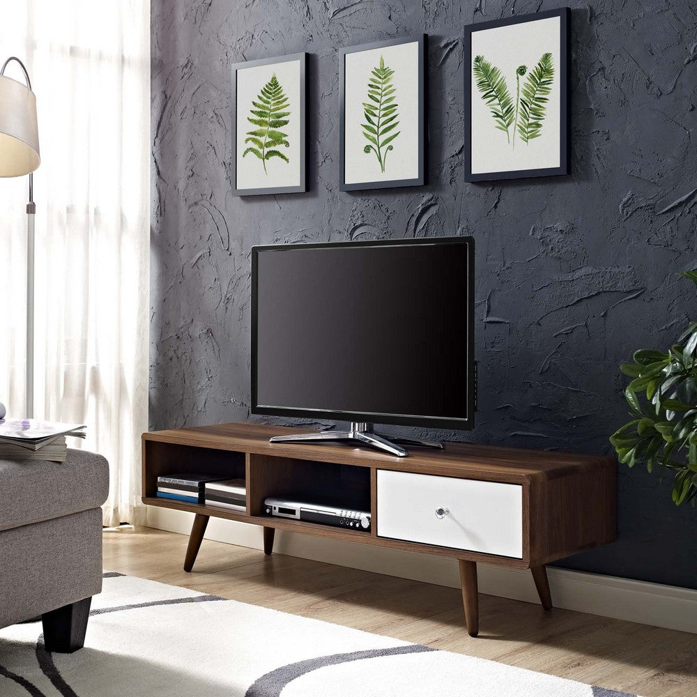Transmit 55" TV Stand by Modway| Walnut White