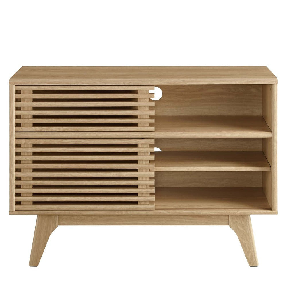 Modway Render Mid-Century Modern Two-Tier Display Stand in Oak