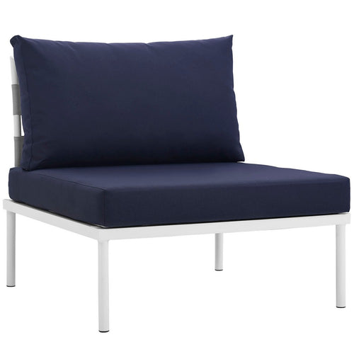 Harmony Armless Outdoor Patio Aluminum Chair by Modway| White Navy