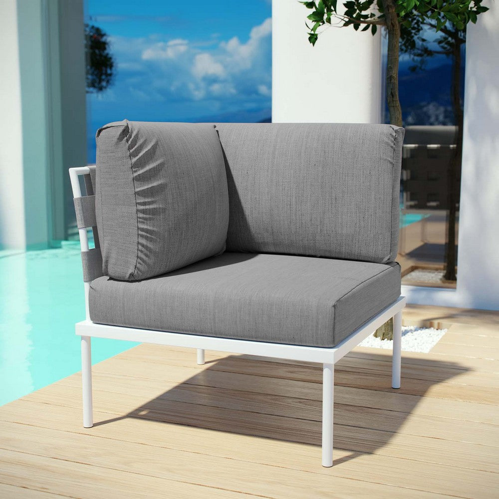 Harmony Outdoor Patio Aluminum Corner Sofa by Modway| White Gray