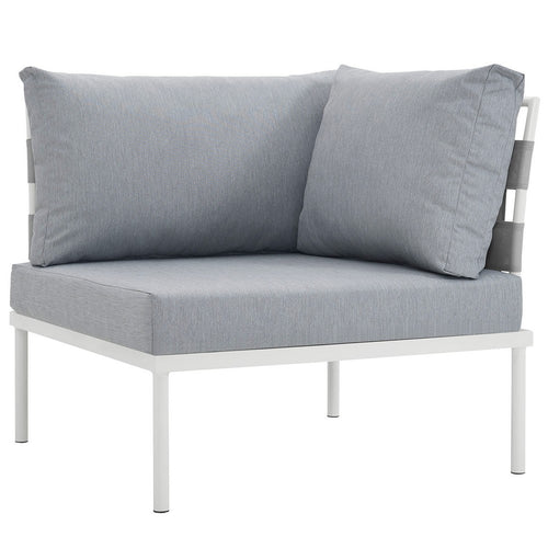 Harmony Outdoor Patio Aluminum Corner Sofa by Modway| White Gray