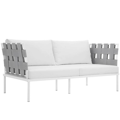 Harmony Outdoor Patio Aluminum Loveseat by Modway| White White