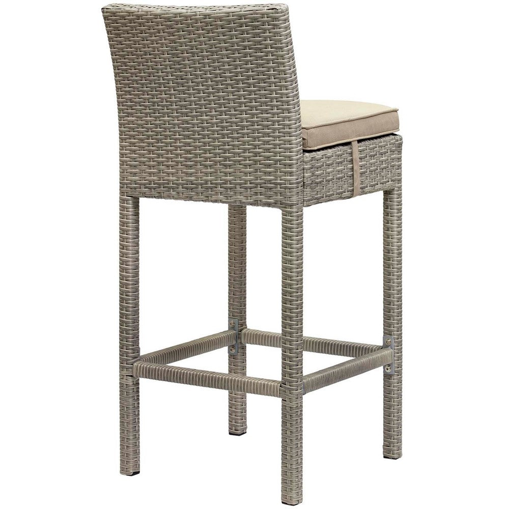 Conduit Outdoor Patio Wicker Rattan Bar Stool by Modway| Light Gray Beige