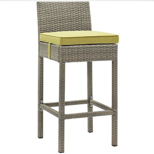Conduit Outdoor Patio Wicker Rattan Bar Stool by Modway| Light Gray Peridot