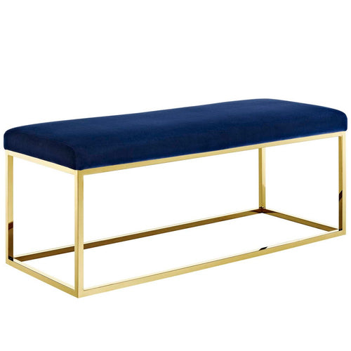 Anticipate Fabric Bench by Modway| Gold Navy