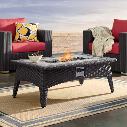 Splendor 43.5" Rectangle Outdoor Patio Fire Pit Table by Modway| Brown