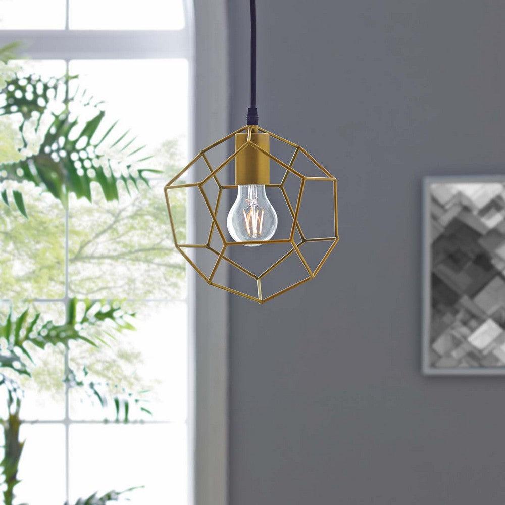 Pique Gold Metal Ceiling Fixture by Modway| Yellow