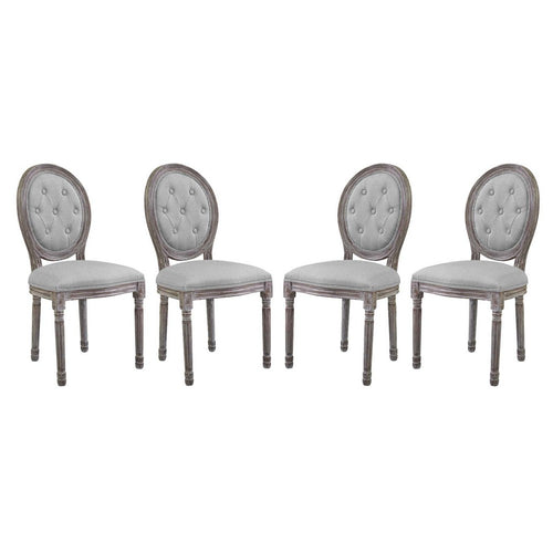 Arise Upholstered Fabric Dining Side Chair Set of 4 by Modway| Gray