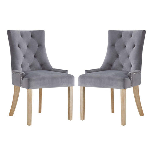 Pose Performance Velvet Dining Chair Set of 2 by Modway| Gray