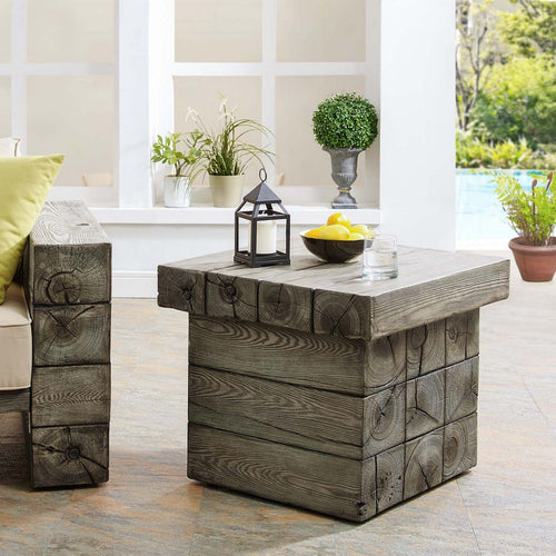 Manteo Rustic Coastal Outdoor Patio Side Table by Modway| Gray
