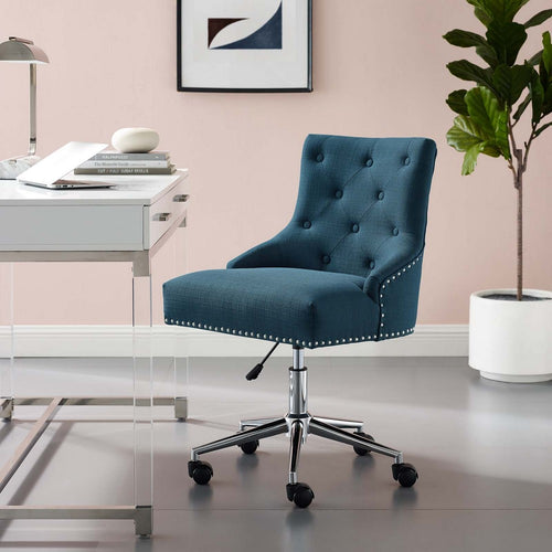 Regent Tufted Button Swivel Upholstered Fabric Office Chair by Modway| Blue