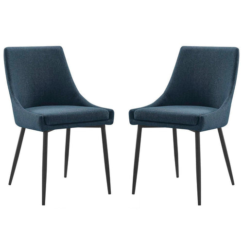 Modway Viscount Upholstered Fabric Side Dining Chairs Set of 2, Black Azure