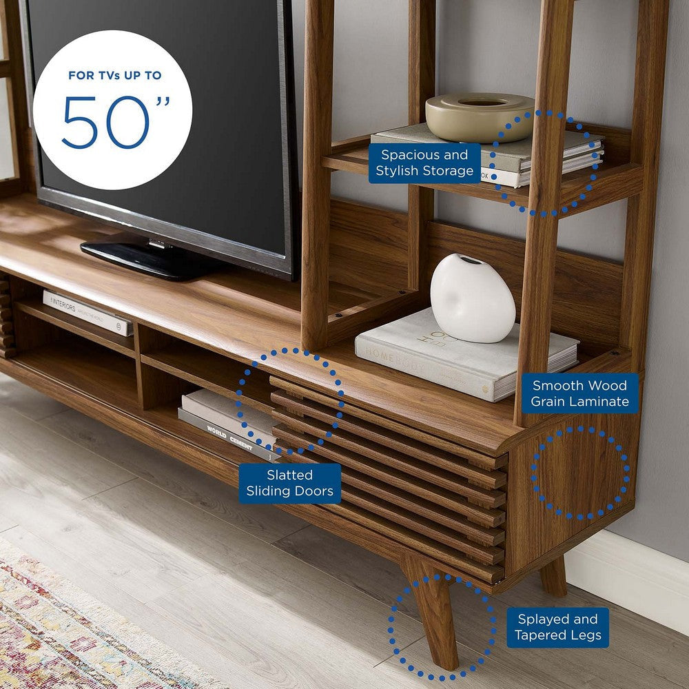 Modway Render Mid-Century Modern TV Stand Entertainment Center 70’’ Walnut MDY-EEI-3863-WAL