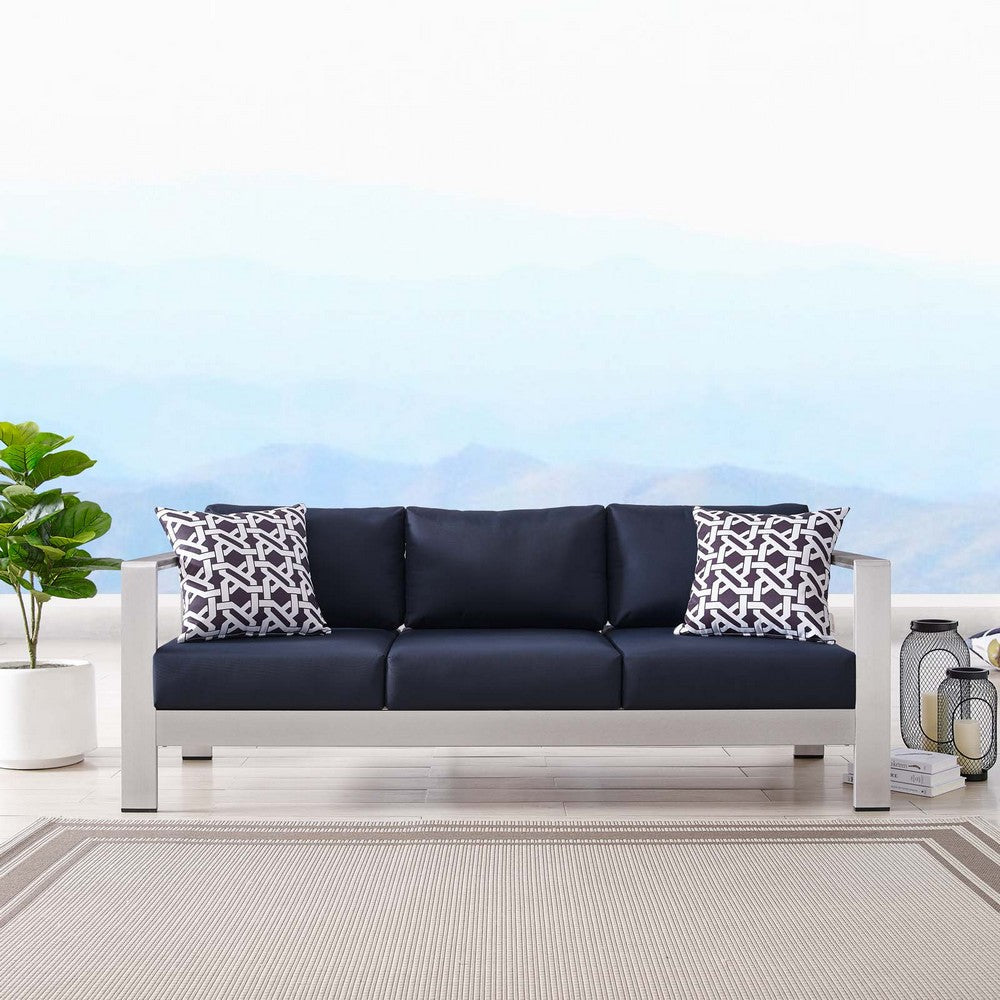 Shore Outdoor Patio Aluminum Sofa by Modway| Blue