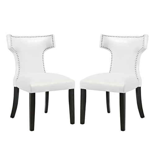 Curve Vinyl Dining Chair Set of 2 by Modway| White