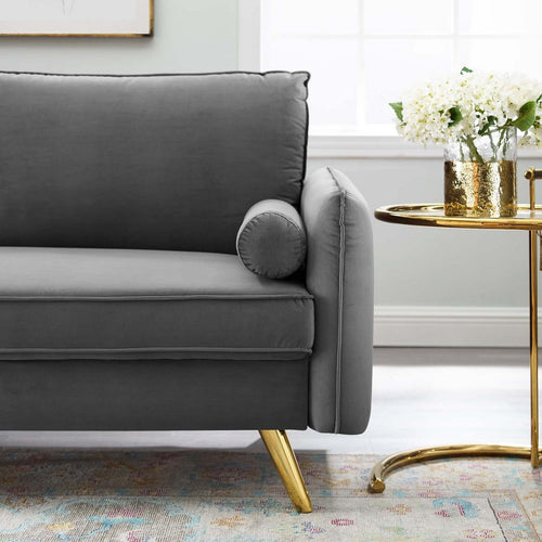 Revive Performance Velvet Sofa by Modway| Gray