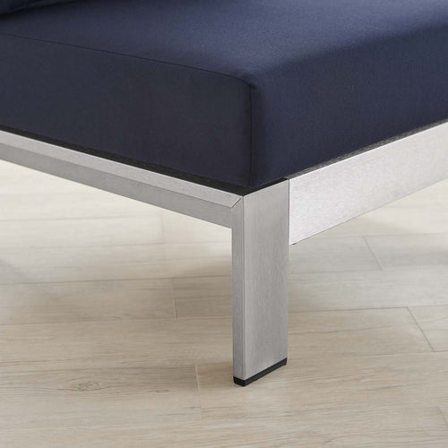 Shore Sunbrella® Fabric Aluminum Outdoor Patio Armless Chair by Modway| Blue