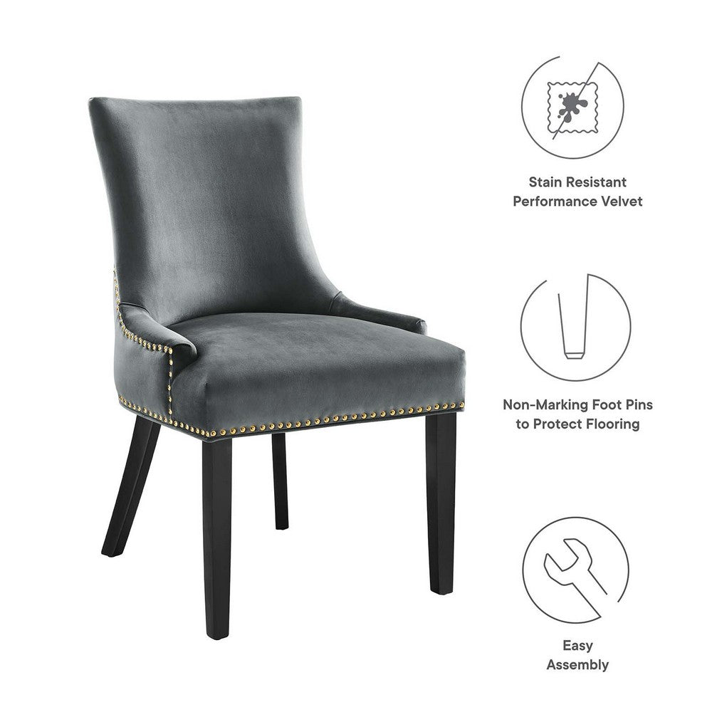 Marquis Performance Velvet Dining Chairs Set of 2 by Modway| Gray