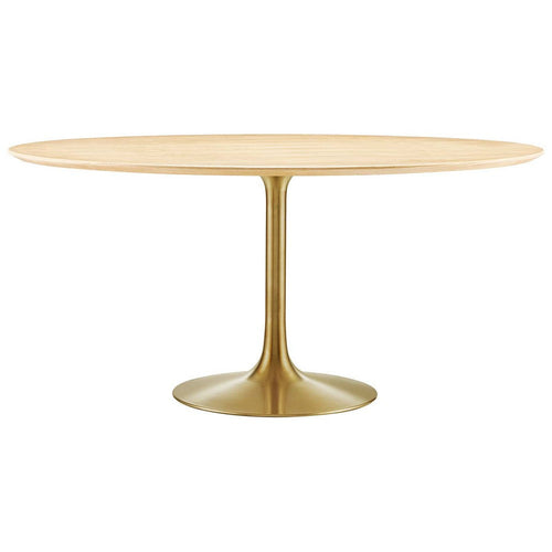 Modway Lippa Dining Table, 60", Gold Natural