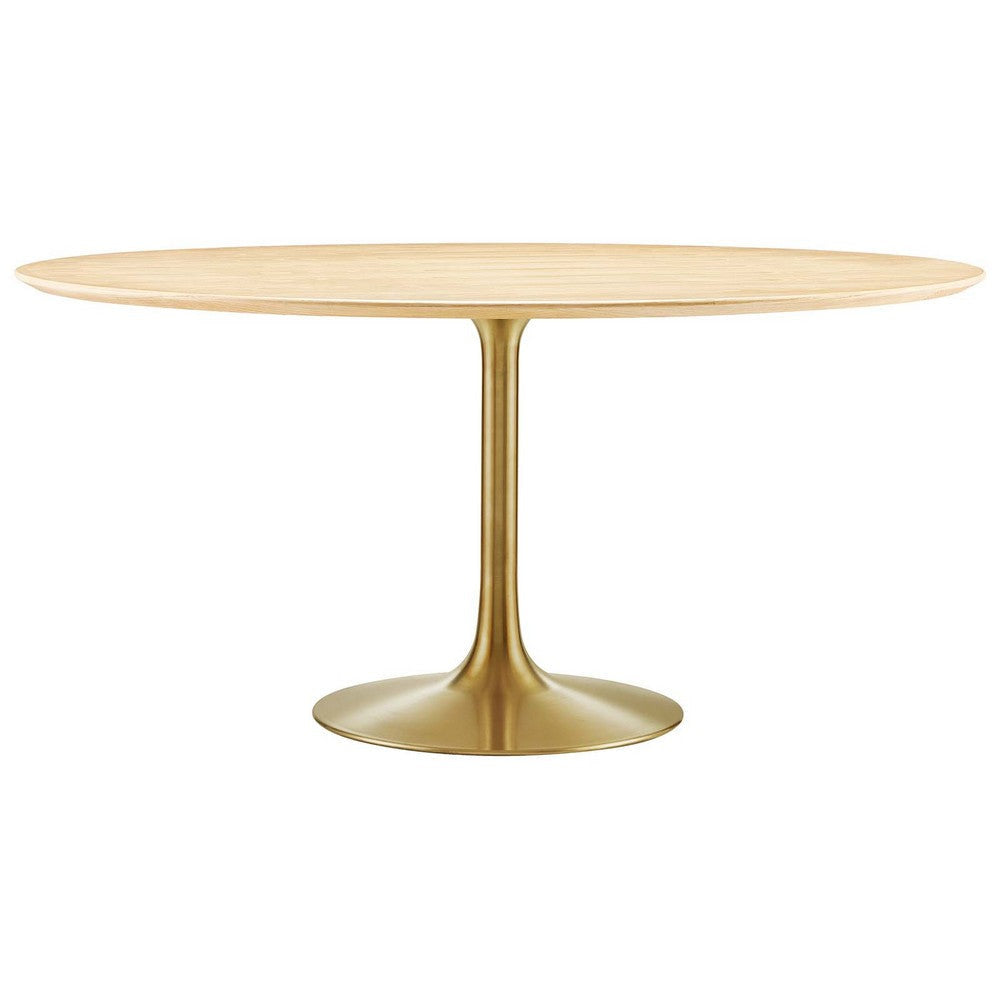 Modway Lippa Dining Table, 60", Gold Natural