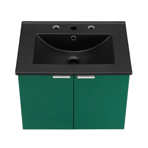 Maybelle 24" Wall-Mount Bathroom Vanity by Modway| Green