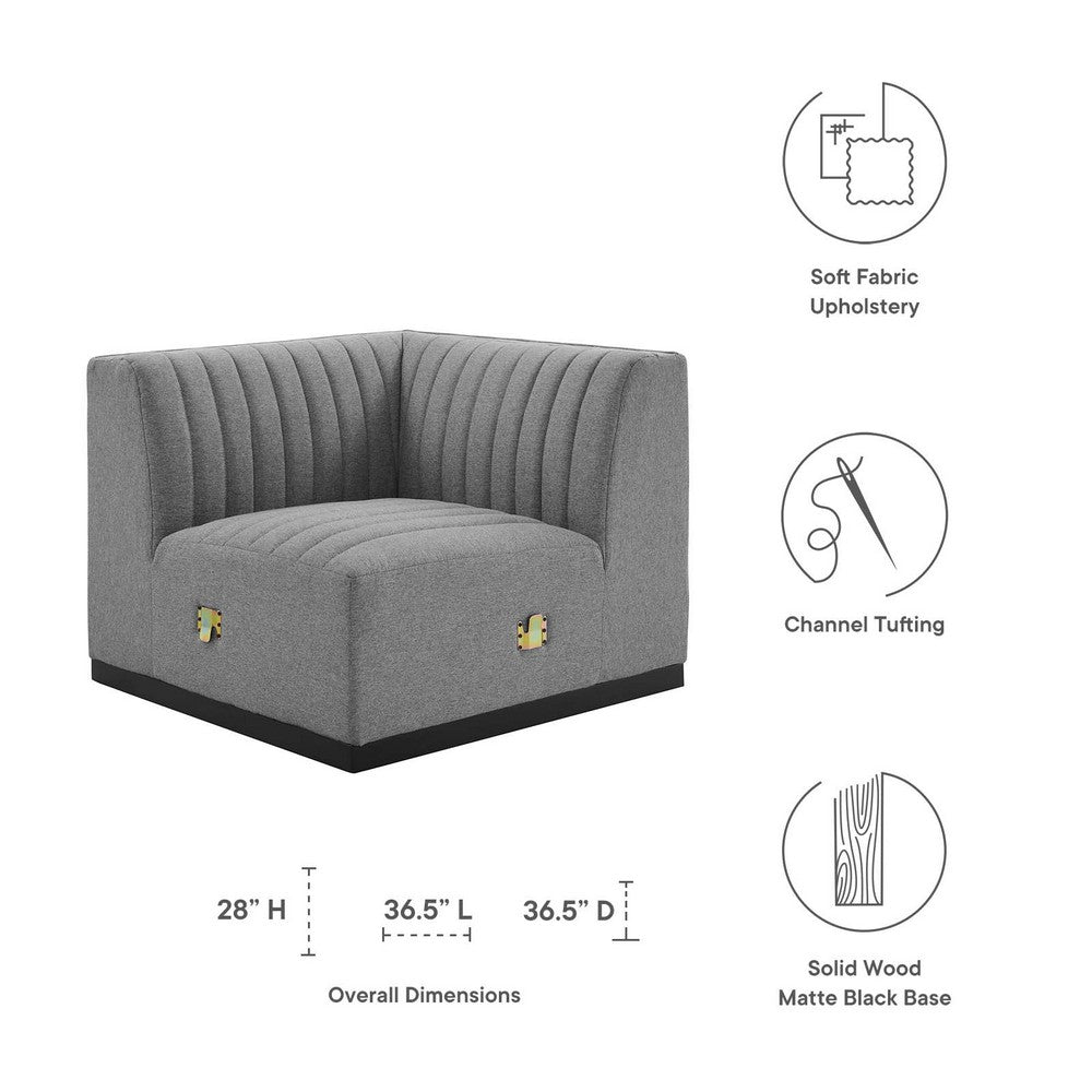 Conjure Channel Tufted Upholstered Fabric Left Corner Chair by Modway| Gray