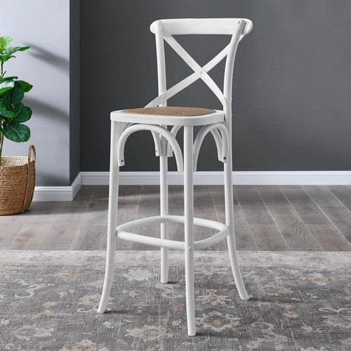 Modway Gear X-Back Wood Bar Stool in White
