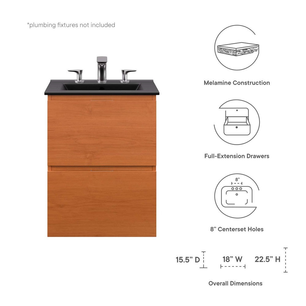 Scenic 18" Wall-Mount Bathroom Vanity by Modway| Black