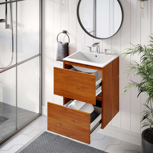 Scenic 18" Wall-Mount Bathroom Vanity by Modway| White