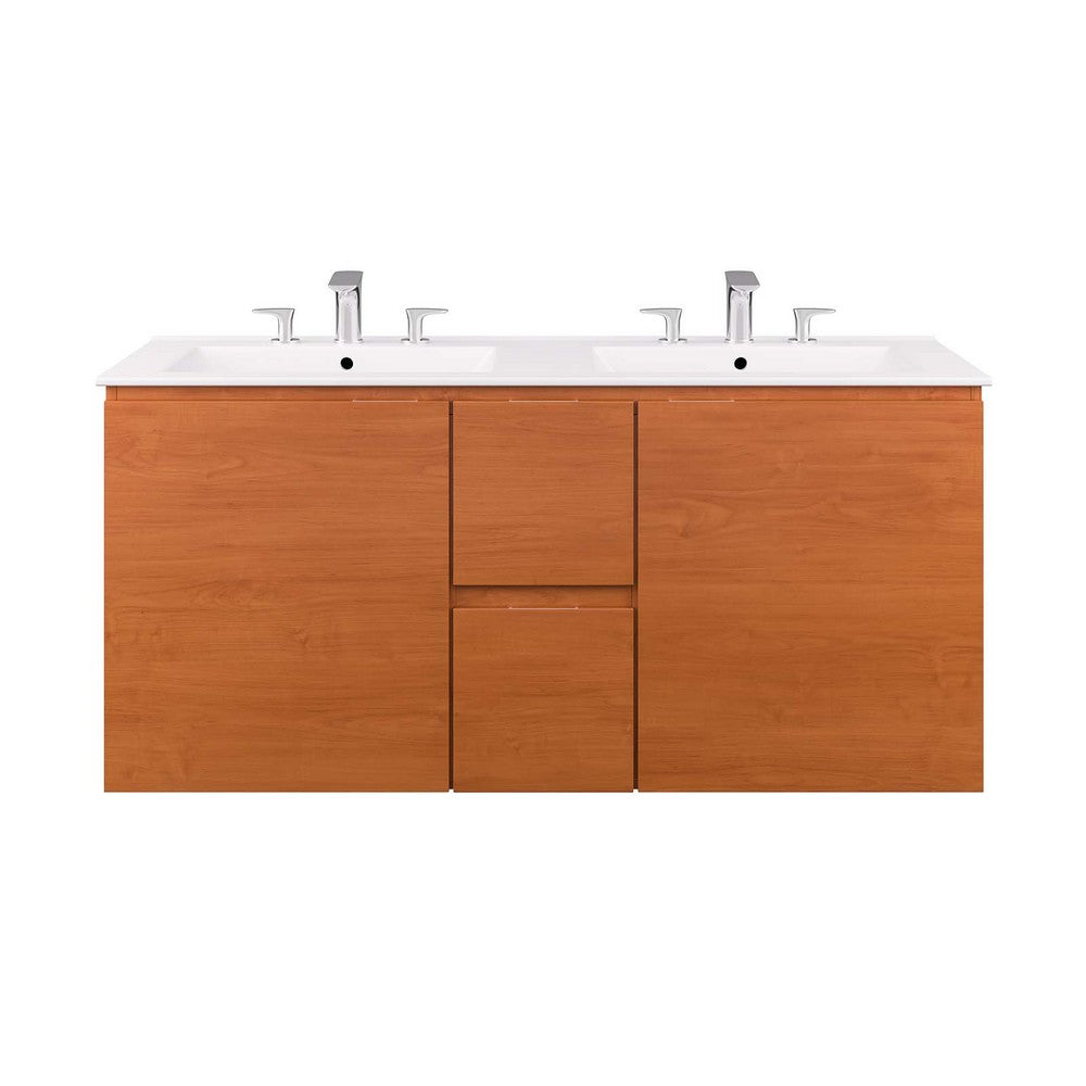 Scenic 48" Double Wall-Mount Bathroom Vanity by Modway| White