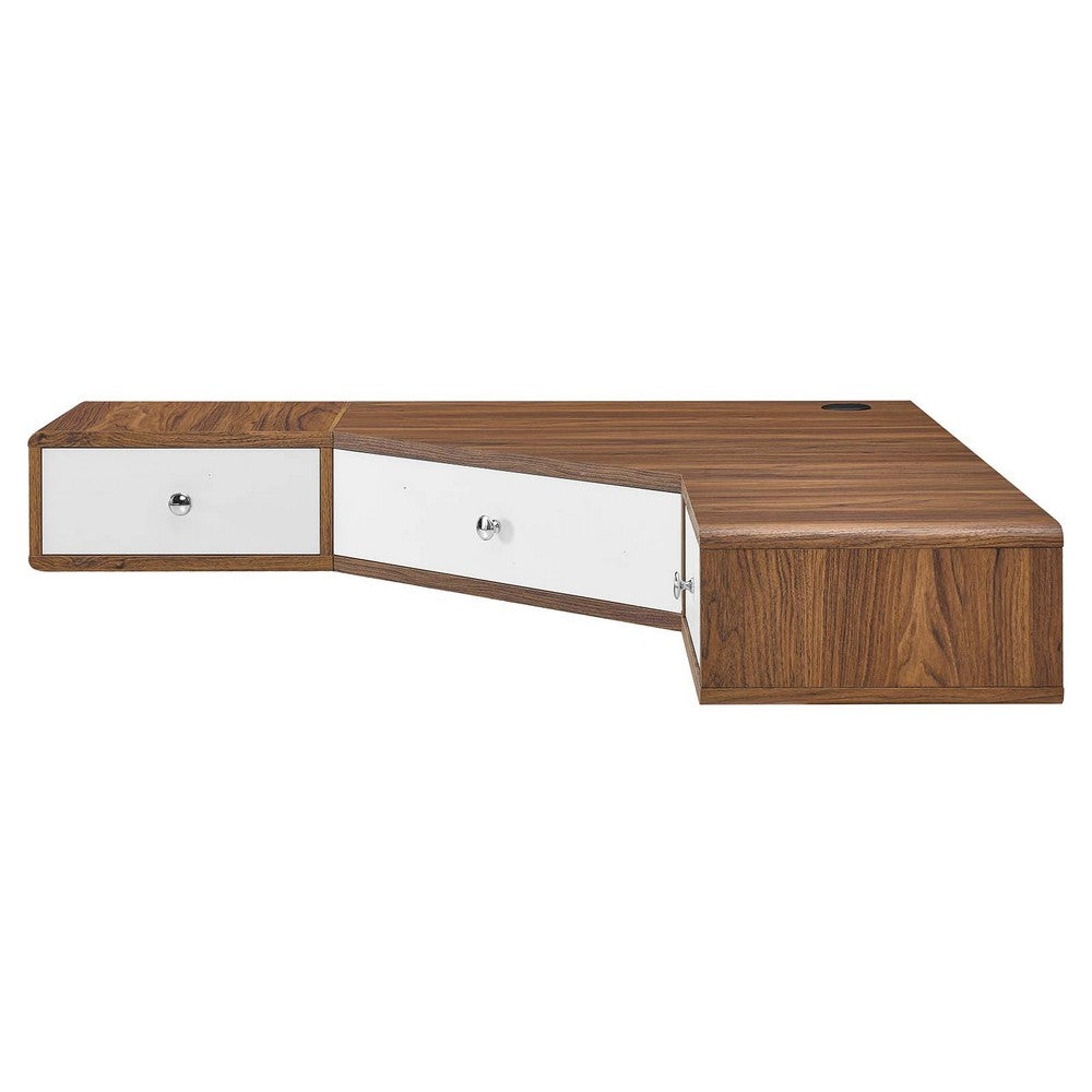 Transmit 47" Wall Mount Corner Walnut Office Desk by Modway| White