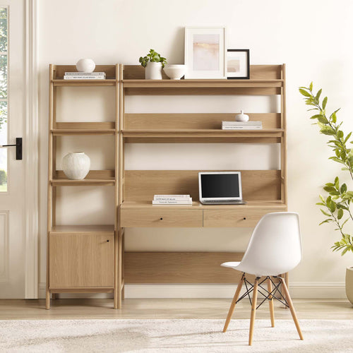 Modway Bixby 2-Piece Wood Office Desk and Bookshelf