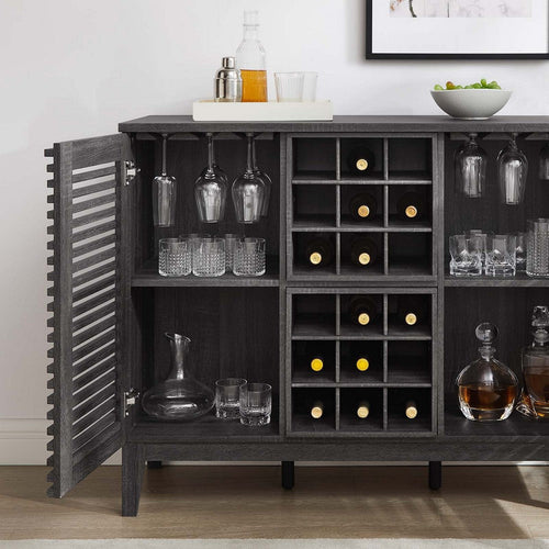 Mid-Century Modern Wine Bar Cabinet in Charcoal By Modway - 17 x 46 x 37