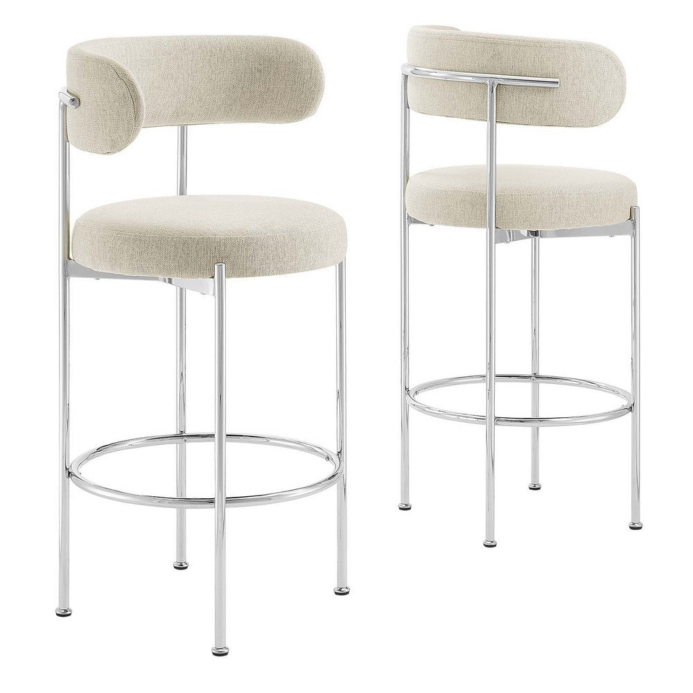 Albie Fabric Bar Stools Set of 2 by Modway| Brown