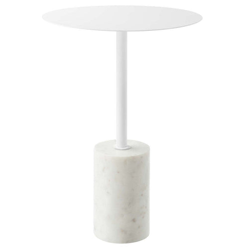 Modway EEI-6605-WHI-WHI Lyric Round Side Sofa End Table White Marble Base