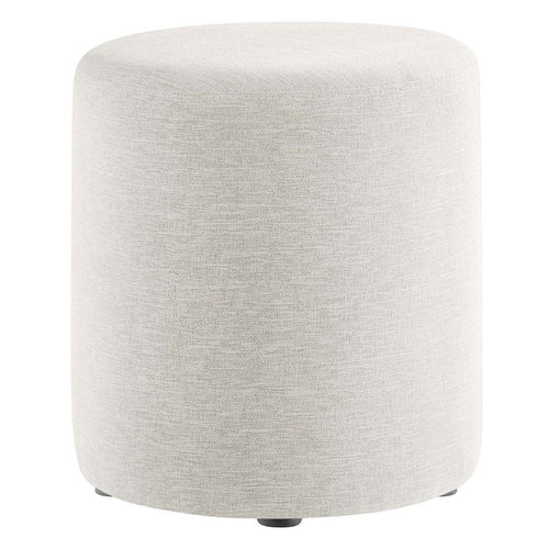Modway Callum 16 Inch Round Ottoman in Ivory Fabric - Woven Heathered Fabric - Upholstered Ottoman for Living Room - Ottoman Side Table, Vanity Seat, Accent Table or Footrest Ottoman