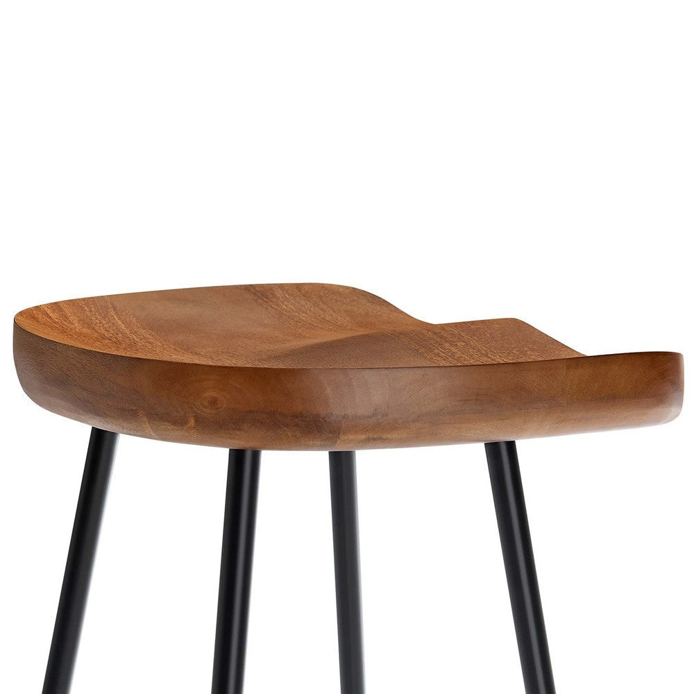 Modway EEI-6741-WAL Concord Backless Wood Counter Stools - Set of 2 Walnut