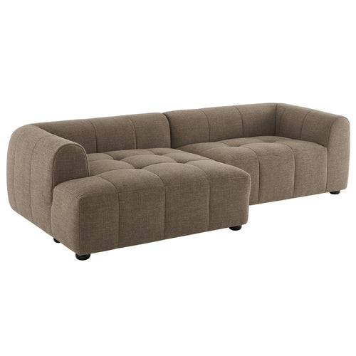 Modway Liana Left-Facing Modular Sofa with Chaise in Mocha - Modern Sectional Sofa Couch Furniture Set - Upholstered Fabric Chaise and Chair for Living Room, Lounge, Apartment