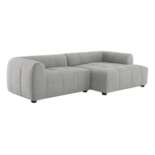 Modway Liana Right-Facing Modular Sofa with Chaise in Pewter - Modern Sectional Sofa Couch Furniture Set - Upholstered Fabric Chaise and Chair for Living Room, Lounge, Apartment