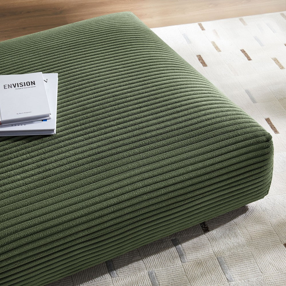 Modway Solace Modular Corduroy Ottoman in Fern - Oversized Square Ottoman Coffee Table - Corduroy Upholstered Ottoman Seat - Modern Large