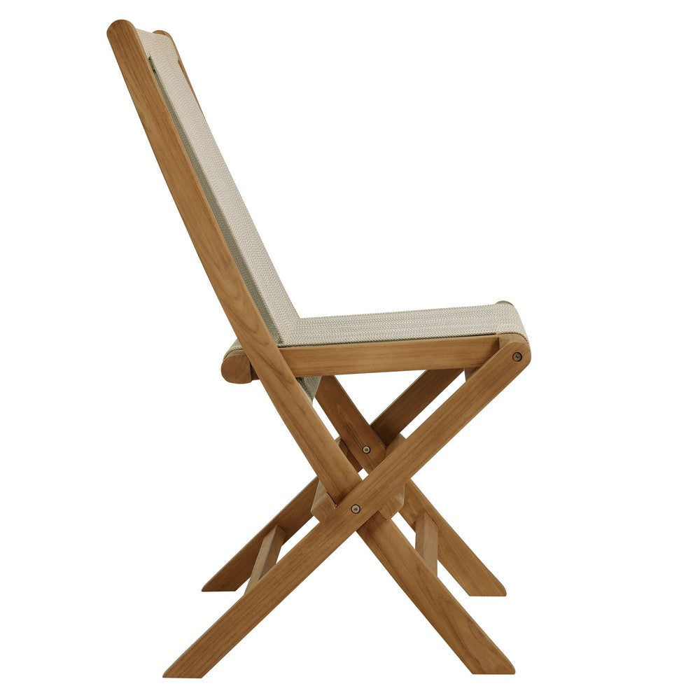 Modway Vienna Outdoor Patio Teak Wood 5-Piece Dining Set in Natural Natural