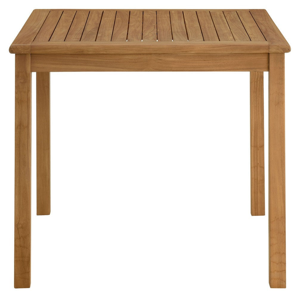 Modway Vienna Outdoor Patio Teak Wood 3-Piece Dining Set in Natural Natural – Weather-Resistant Square Dining Table with Woven Rope Armless