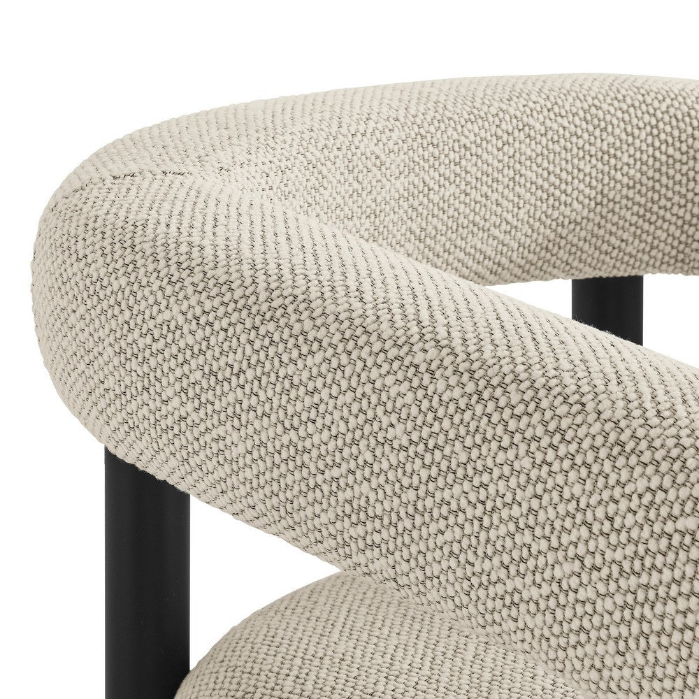 Modway Nautica Aluminum Outdoor Patio Dining Armchairs Set of 2 in Ivory Graphite – Modern 2-Piece Dining Chair Set – Curved Back Dining